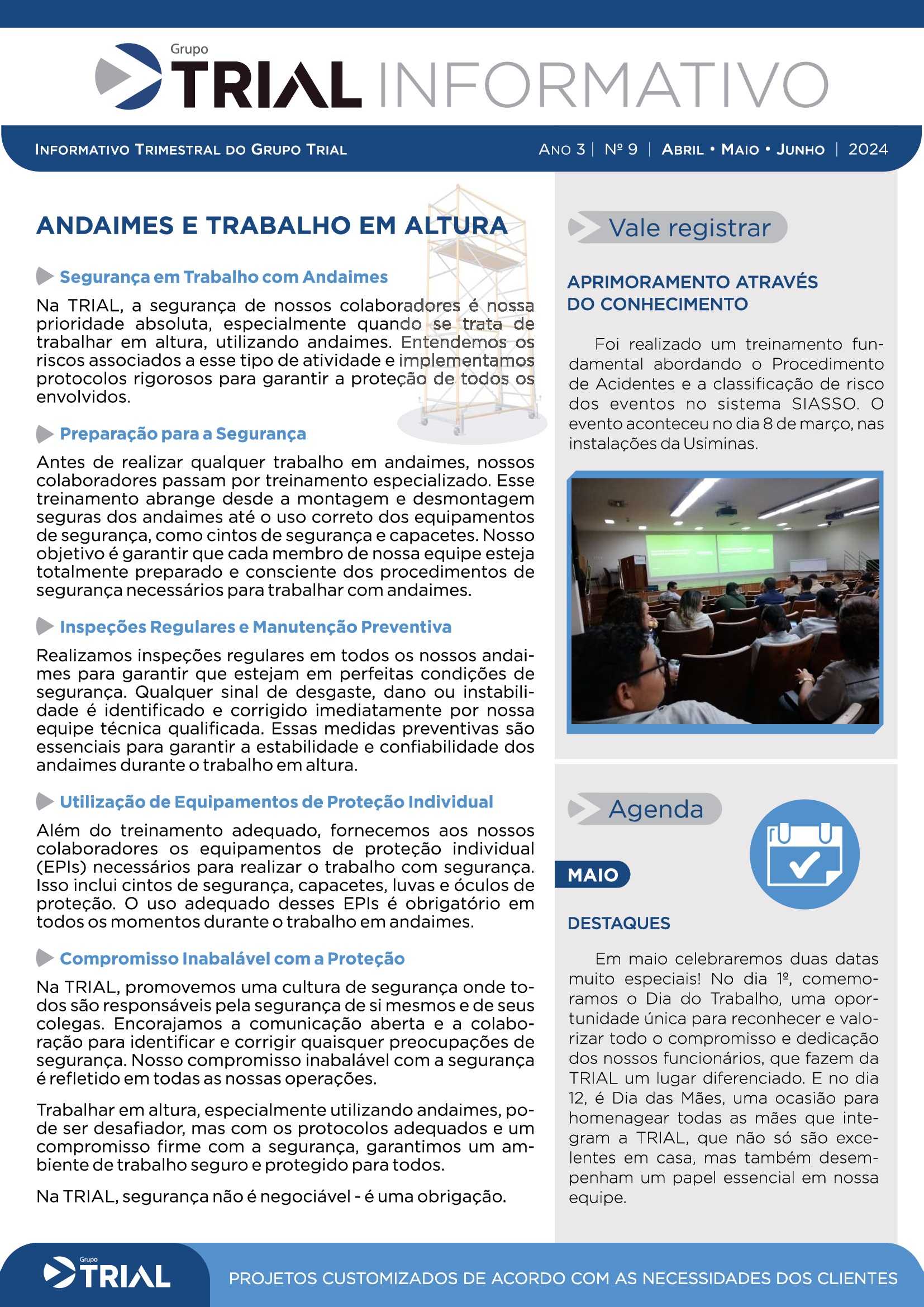 Informativo do Grupo Trial: Andaimes e Trabalho em Altura